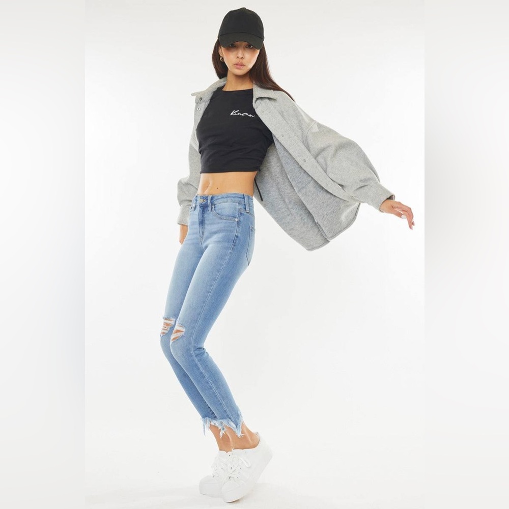 KanCan Gemma High Rise Super Skinny Light Wash Frayed Jeans NWT 3/25